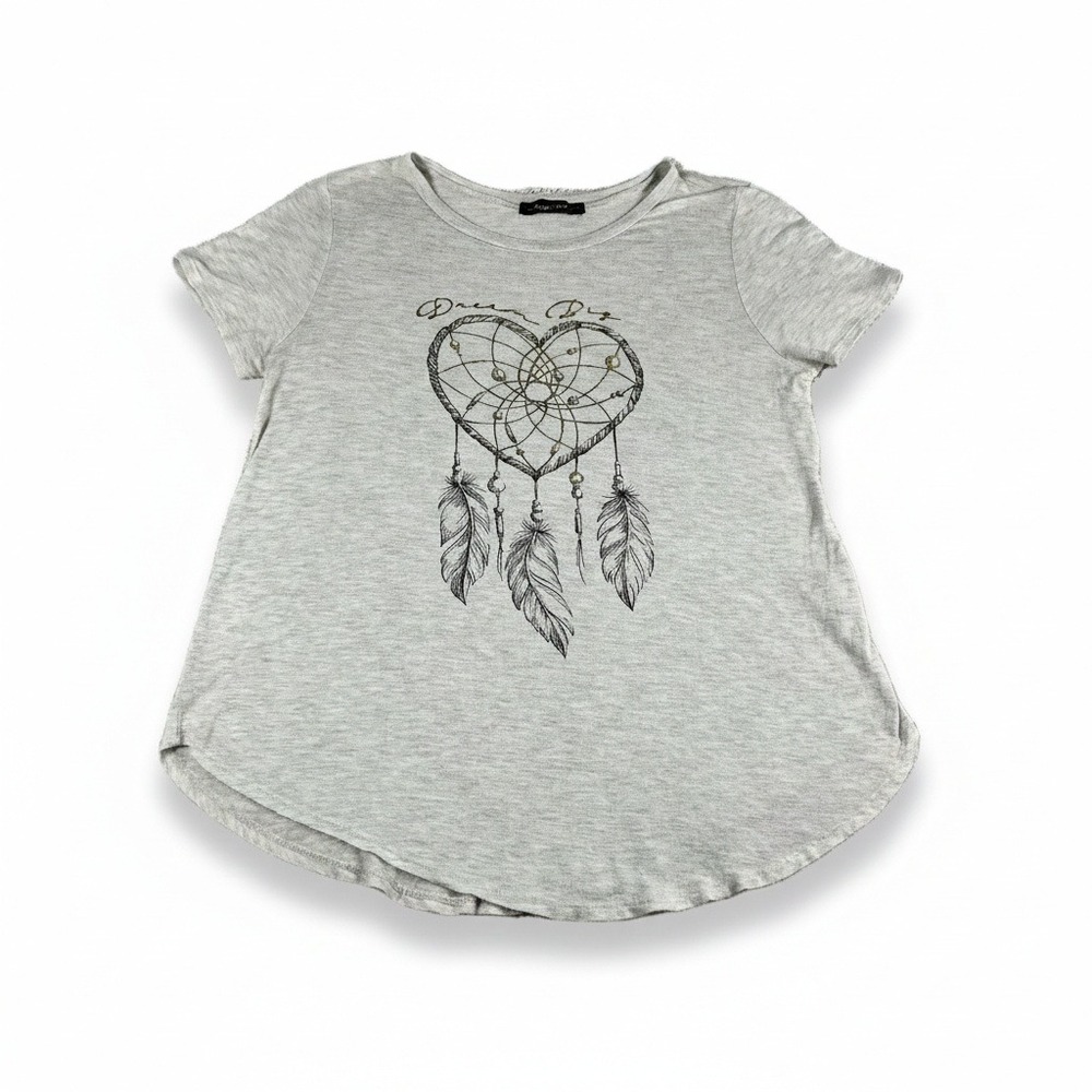 Raggs II Riches Womens Gray Dream Big Heart Dreamcatcher T-Shirt Size Medium
